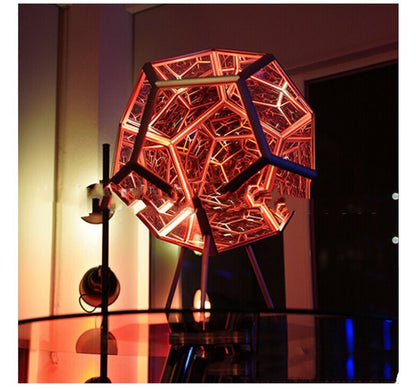 Night Light Creative And Cool Infinite Dodecahedron Color Art Light Children Bedroom Led Luminaria Galaxy Projector Table Lamp - AccessoryOrbit