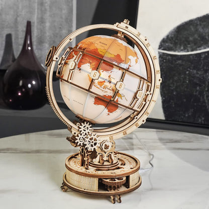 Luminous 3D Wooden Globe Lamp