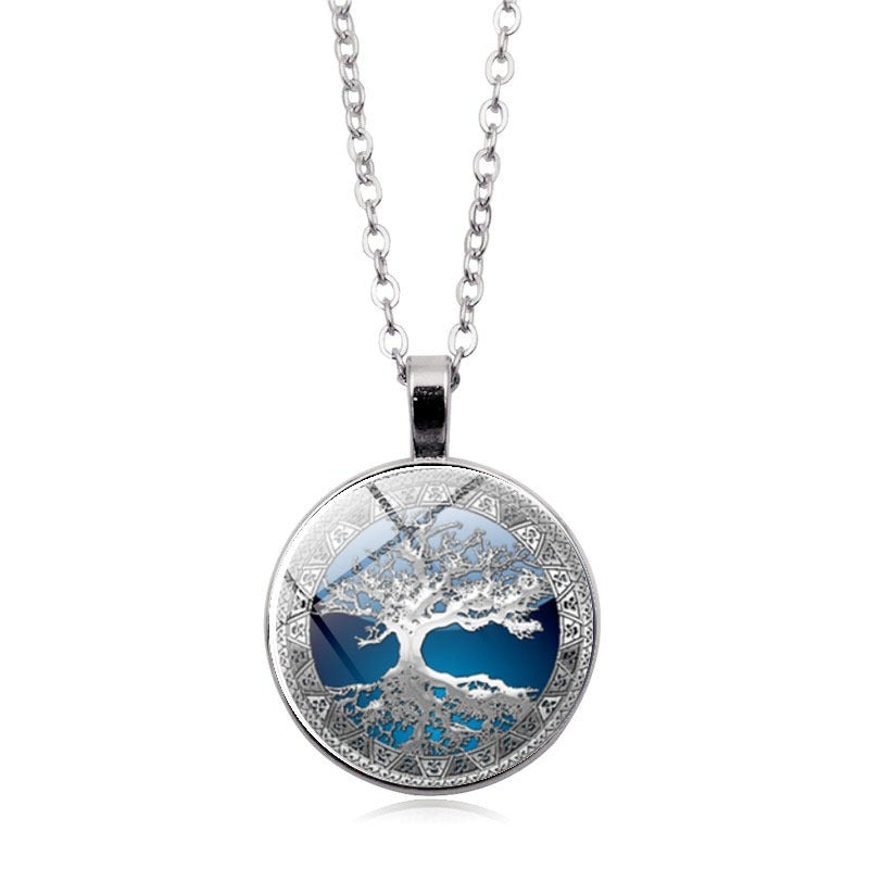Celtic Tree Time Gemstone Necklace Pendant - AccessoryOrbit