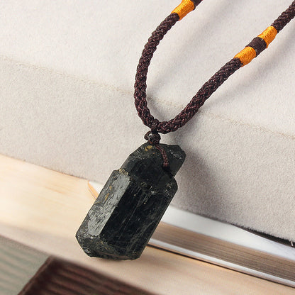 Natural Black Stone Pendant Necklace - AccessoryOrbit