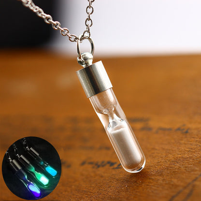 Crystal Hourglass Drift Bottle Noctilucent Pendant