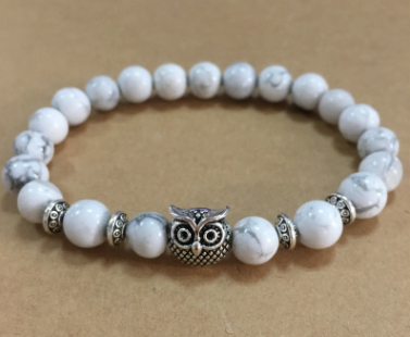 Natural Stone Owl Head Yoga Bracelet - AccessoryOrbit
