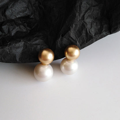 Female Silver Pearl Stud Earrings - AccessoryOrbit
