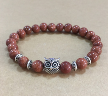 Natural Stone Owl Head Yoga Bracelet - AccessoryOrbit