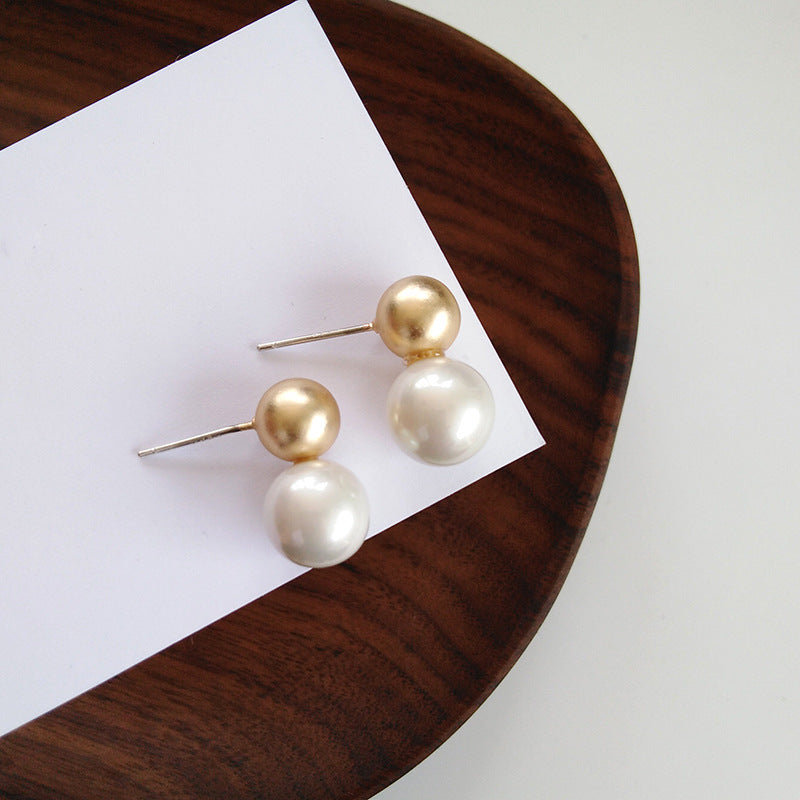 Female Silver Pearl Stud Earrings - AccessoryOrbit