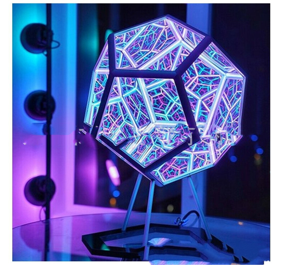 Night Light Creative And Cool Infinite Dodecahedron Color Art Light Children Bedroom Led Luminaria Galaxy Projector Table Lamp - AccessoryOrbit