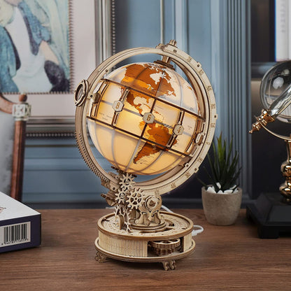 Luminous 3D Wooden Globe Lamp